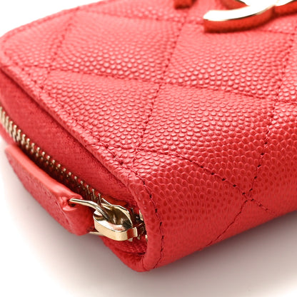 Chanel Caviar Quilted Striated CC Zip Coin Purse Red 8 of 10