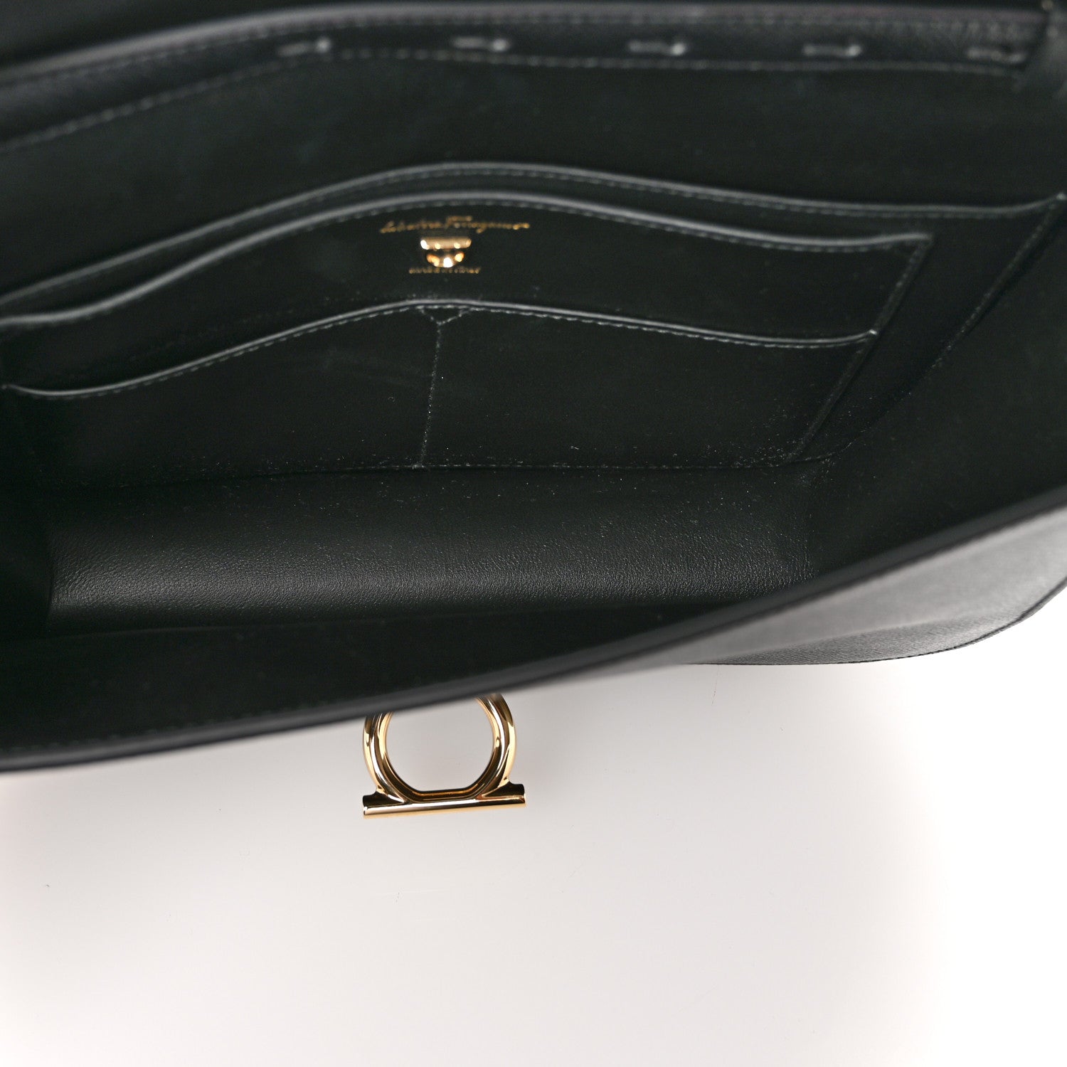 Salvatore Ferragamo Hammered Calfskin Round Gancini Crossbody Bag Black 5 of 9