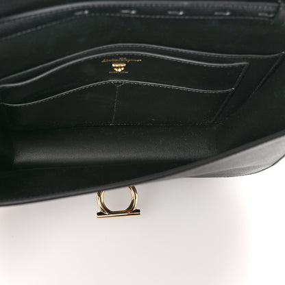 Salvatore Ferragamo Hammered Calfskin Round Gancini Crossbody Bag Black 5 of 9