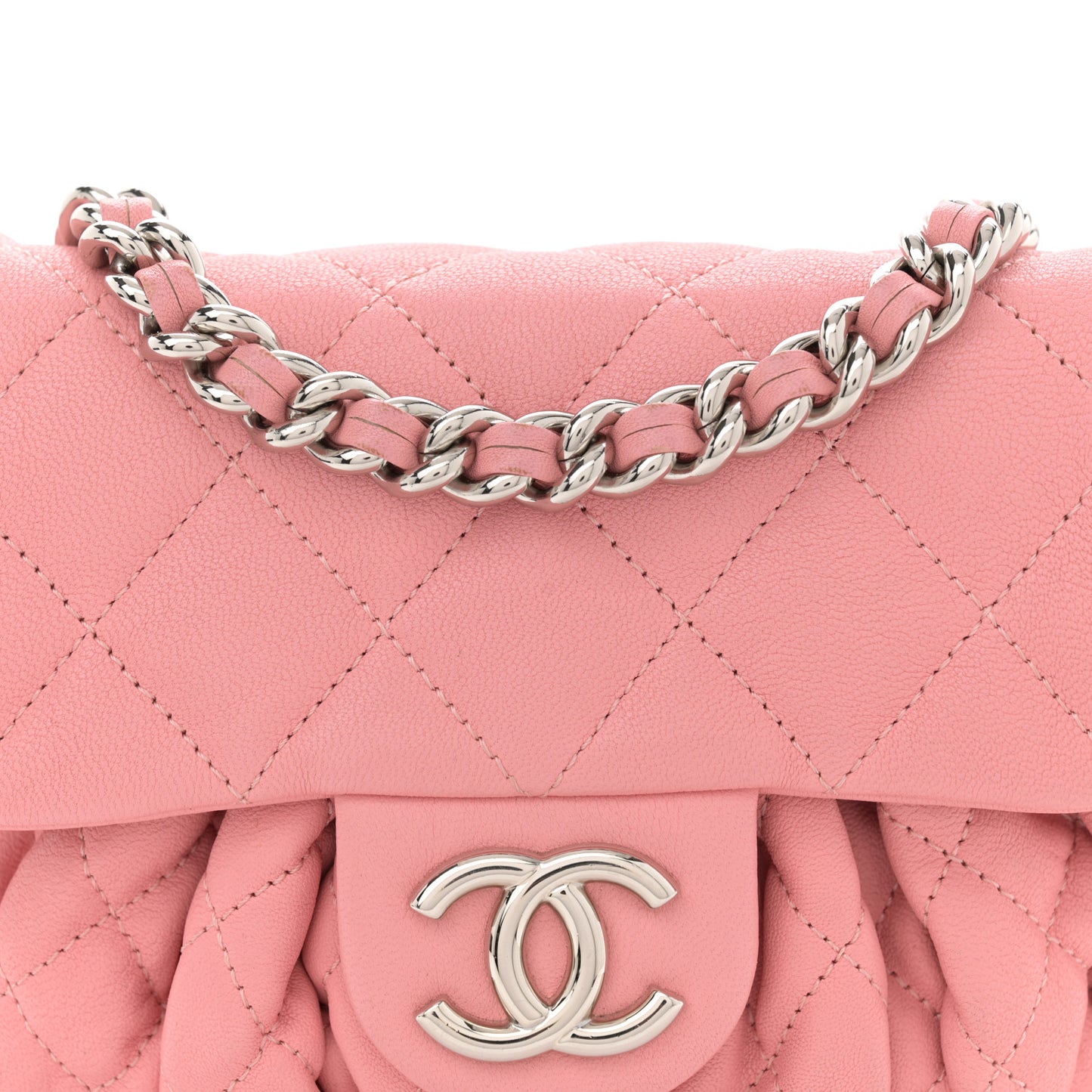 Washed Lambskin Quilted Mini Chain Around Messenger Pink
