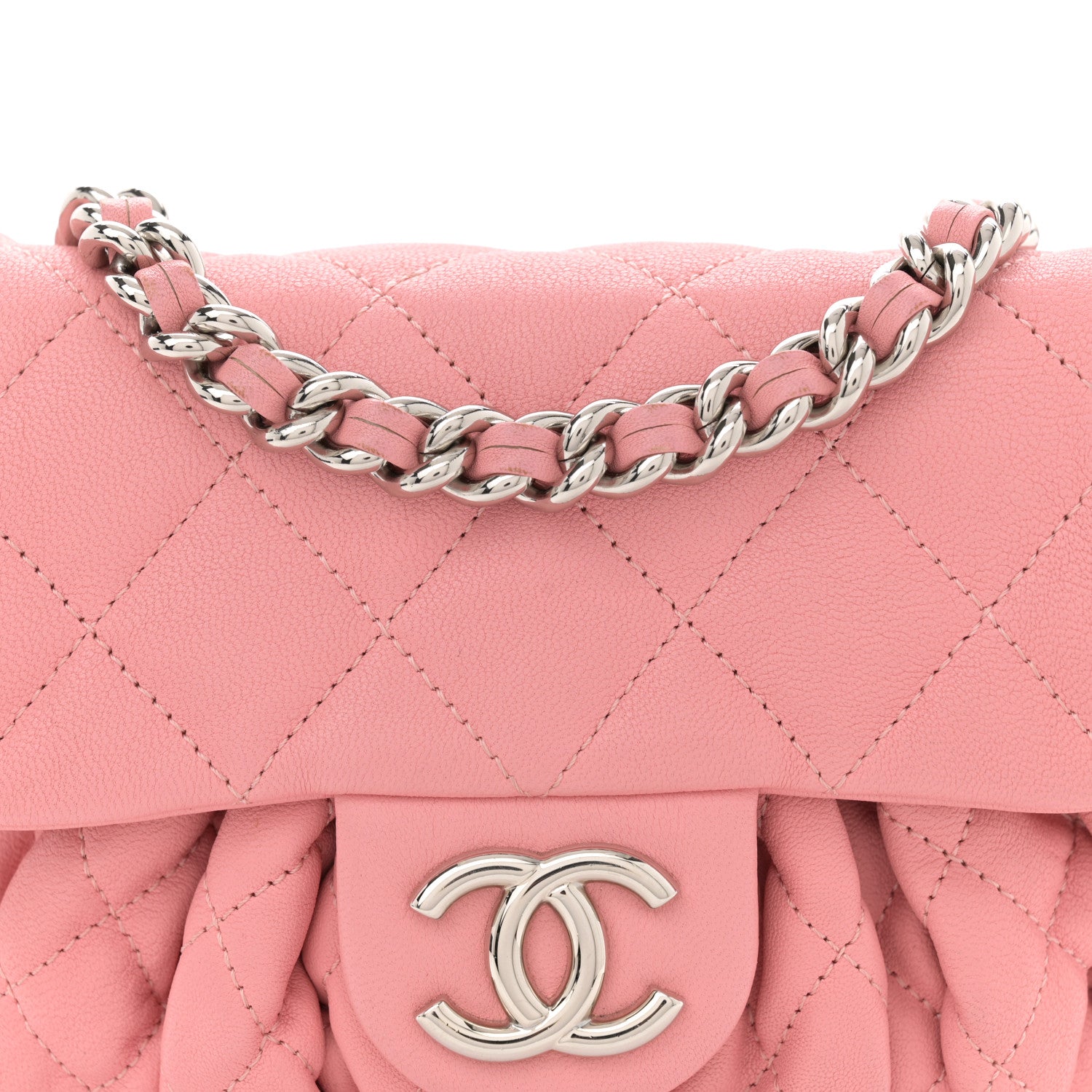 Chanel Washed Lambskin Quilted Mini Chain Around Messenger Pink 8 of 14