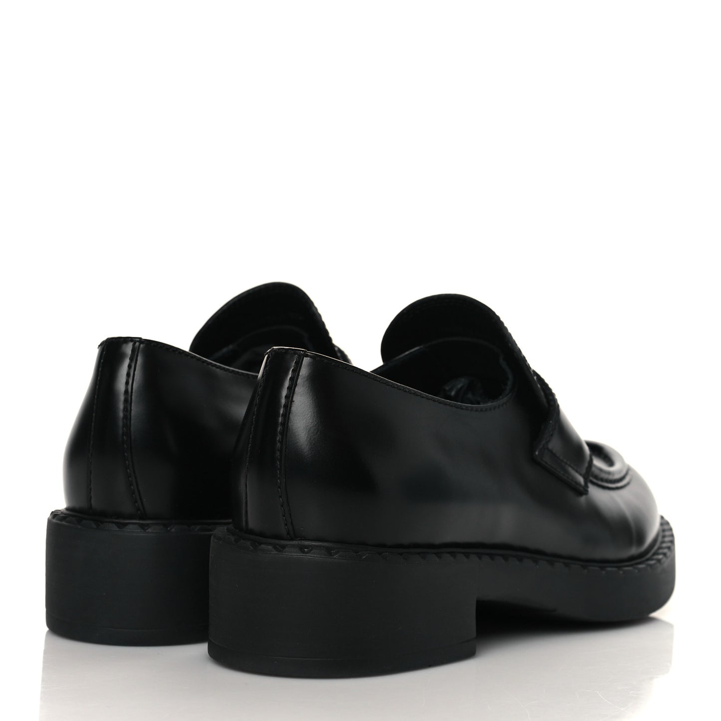 Spazzolato Metal Triangle Logo 50mm Loafers 37.5 Black