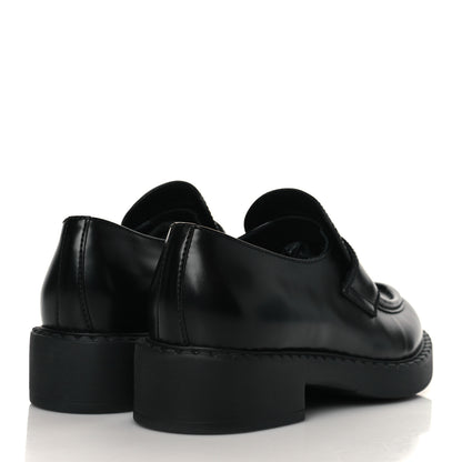 Prada Spazzolato Metal Triangle Logo 50mm Loafers 37.5 Black 4 of 8