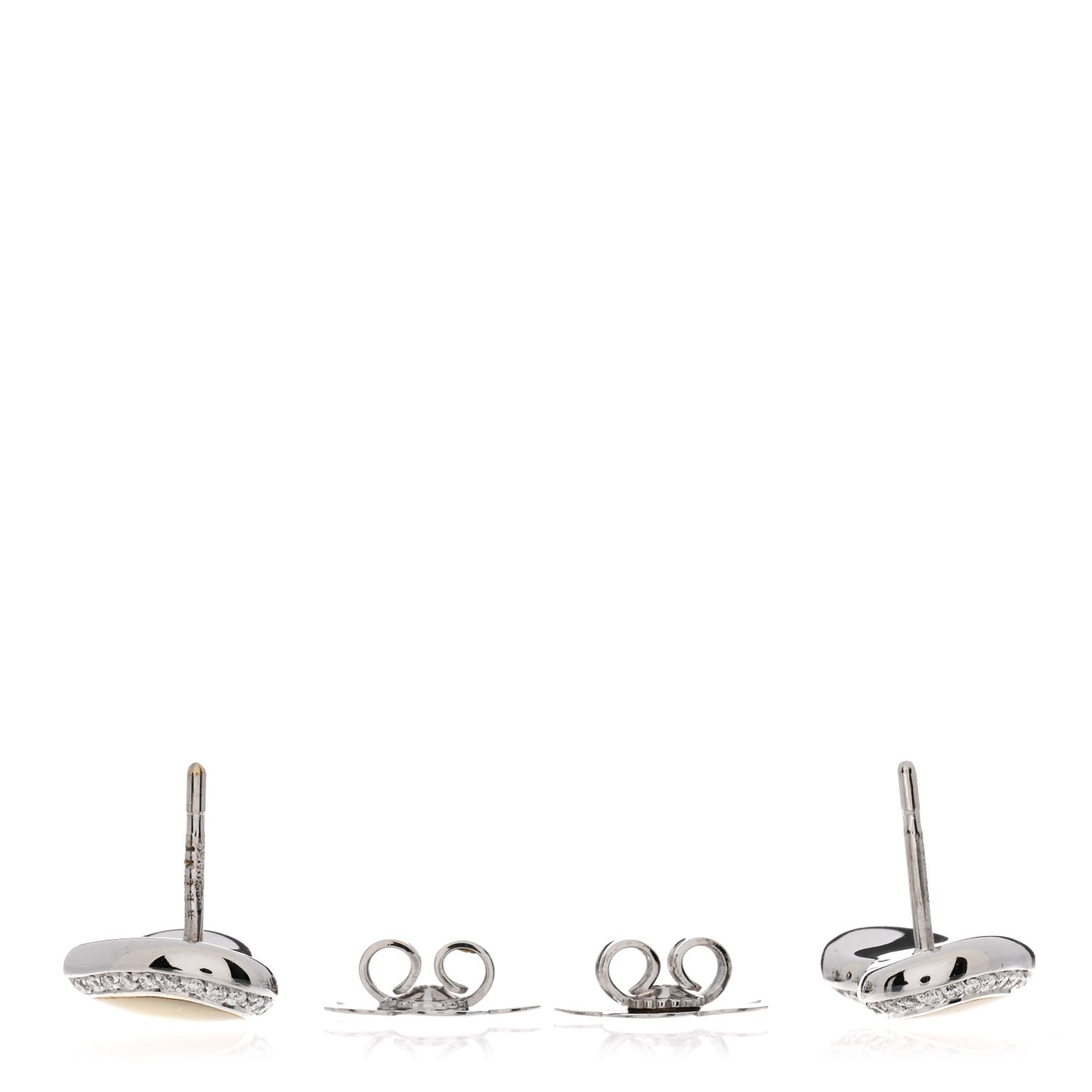 18K White Gold Diamond Mother of Pearl Heart Earrings