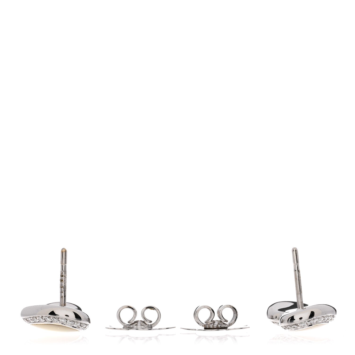 Pasquale Bruni 18K White Gold Diamond Mother of Pearl Heart Earrings 3 of 4