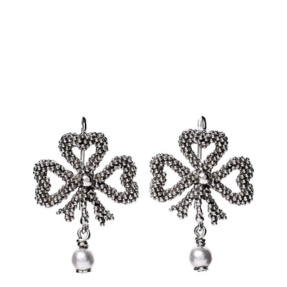 Gucci Sterling Silver Pearl Heart Ribbon Earrings 1 of 5