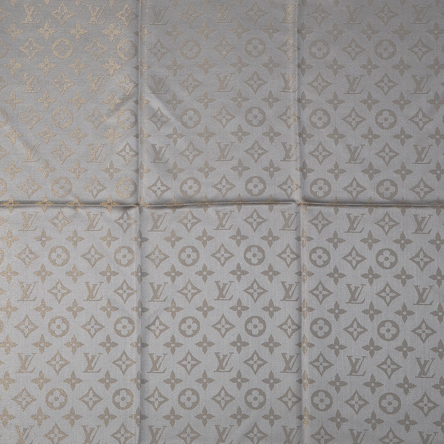 Louis Vuitton Monogram Silk Wool Shine Shawl Beige 1 of 6