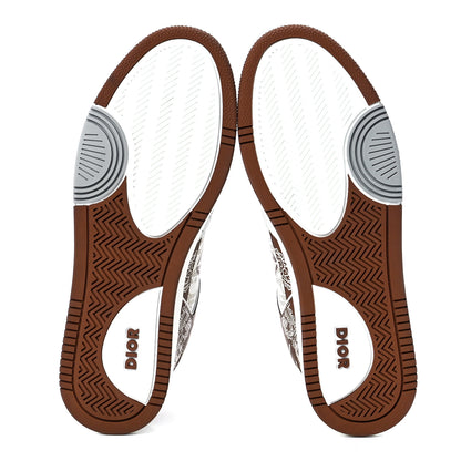 Christian Dior Smooth Calfskin Oblique Paisley Mens B27 Low Top Sneakers 43 Coffee White 5 of 9