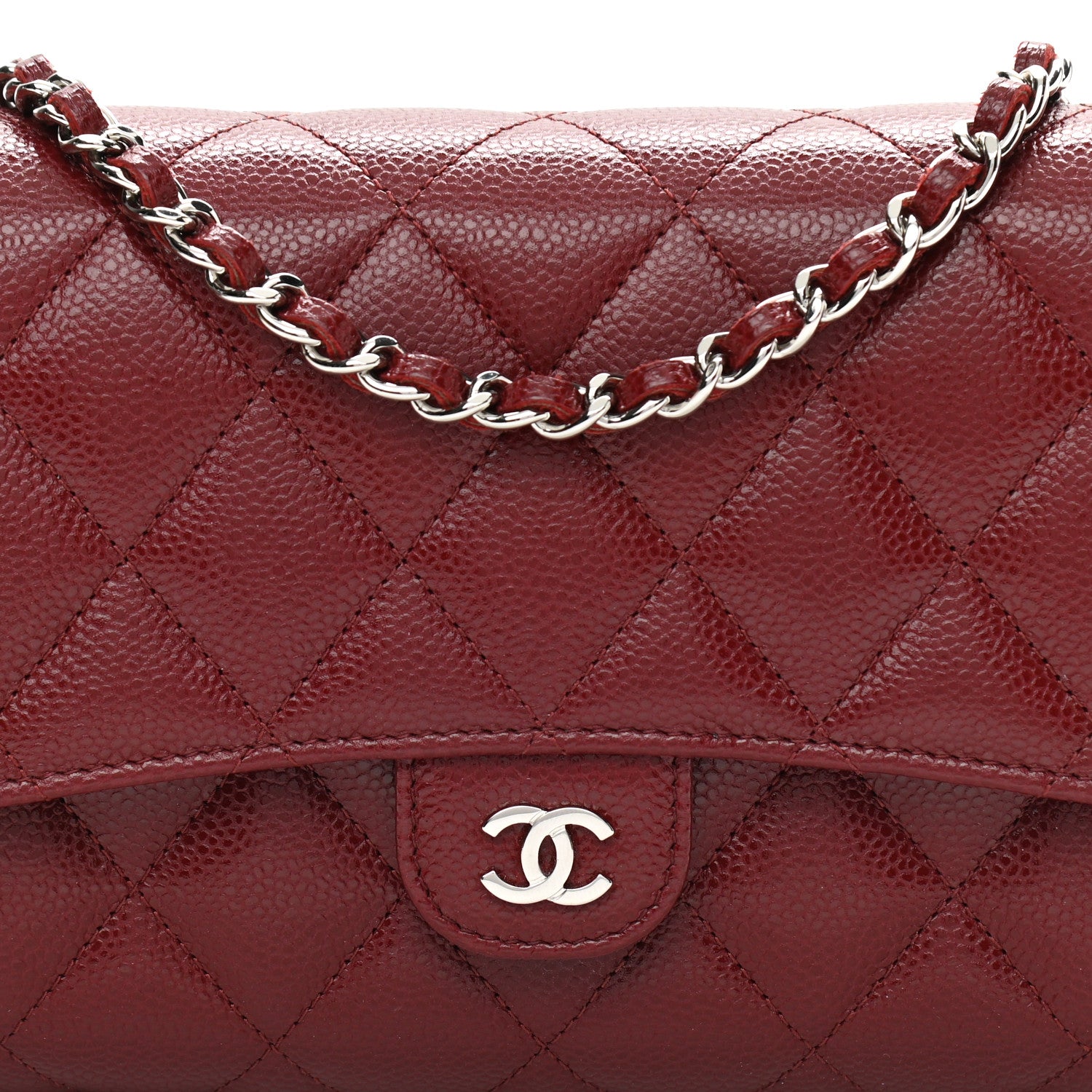 Chanel Caviar Quilted Phone Holder Wallet on Removable Chain Red 11 of 15