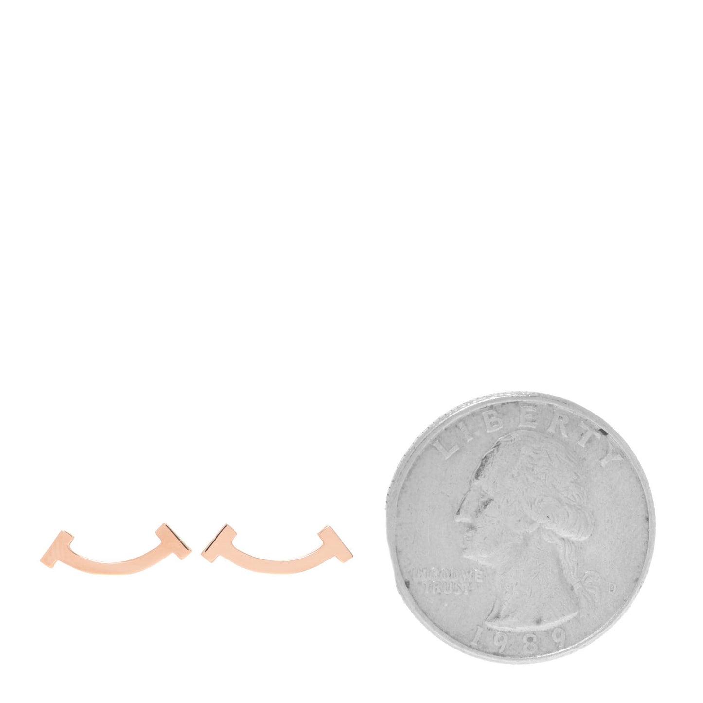 18K Rose Gold T Smile Stud Earrings