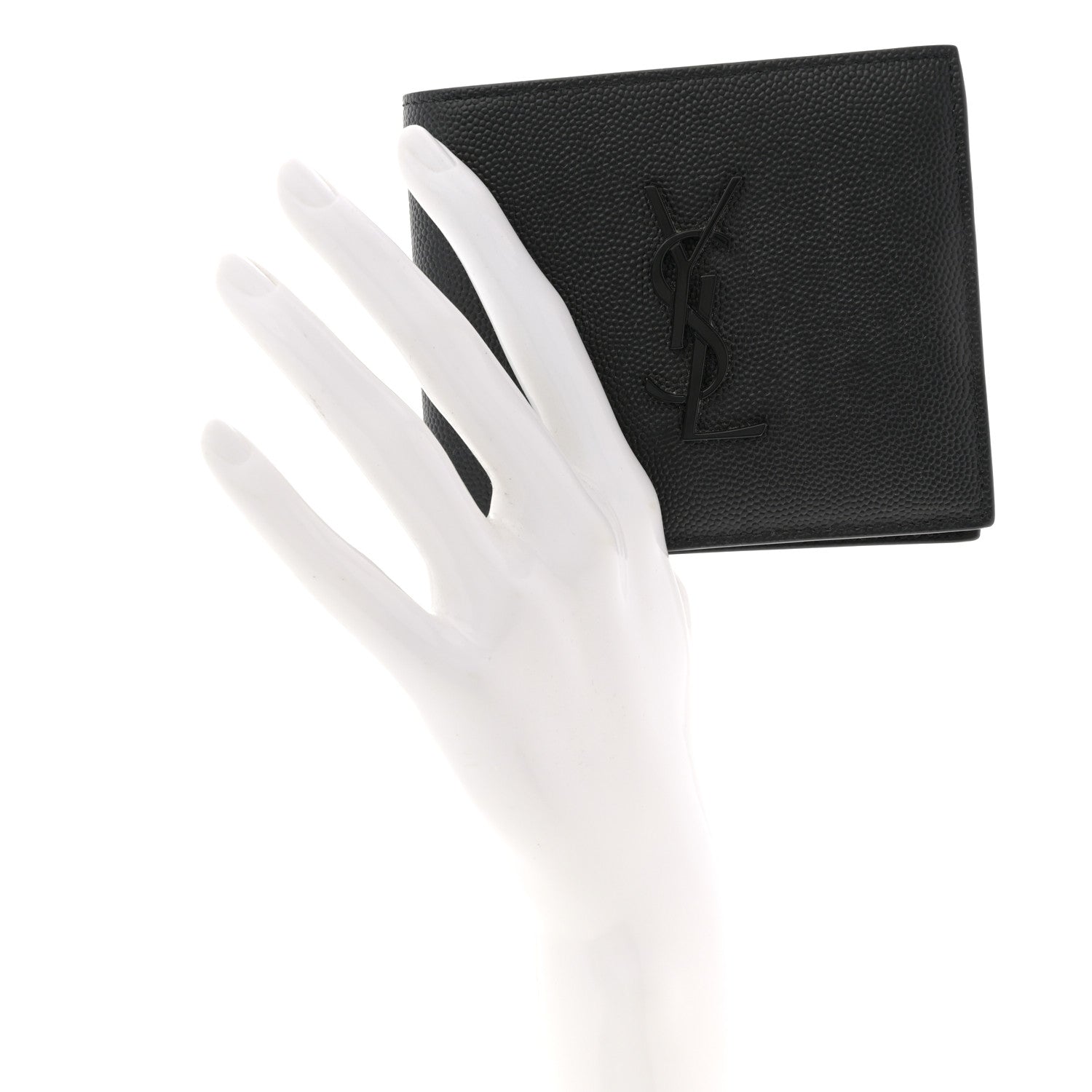 Saint Laurent Grain De Poudre Monogram Monochrome Bifold Wallet Black 2 of 6