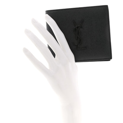 Saint Laurent Grain De Poudre Monogram Monochrome Bifold Wallet Black 2 of 6