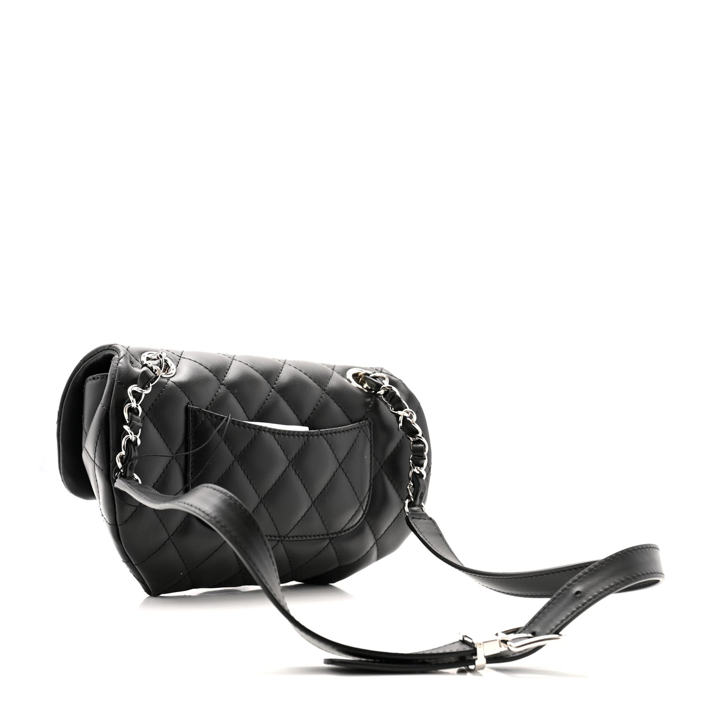 Calfskin Quilted CC Uniform Flap Belt Bag Black