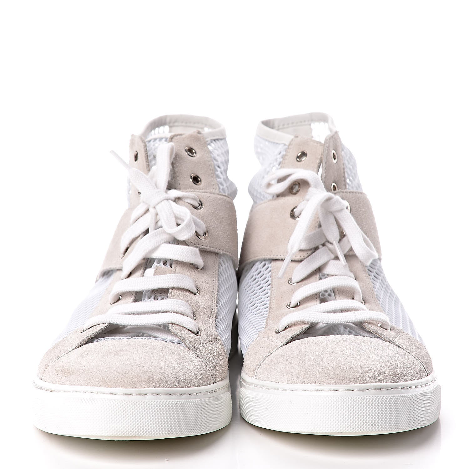 Chanel Fabric Mesh Suede Calfskin High Top Sneakers 41 White 2 of 13