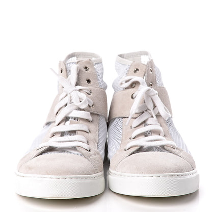 Chanel Fabric Mesh Suede Calfskin High Top Sneakers 41 White 2 of 13
