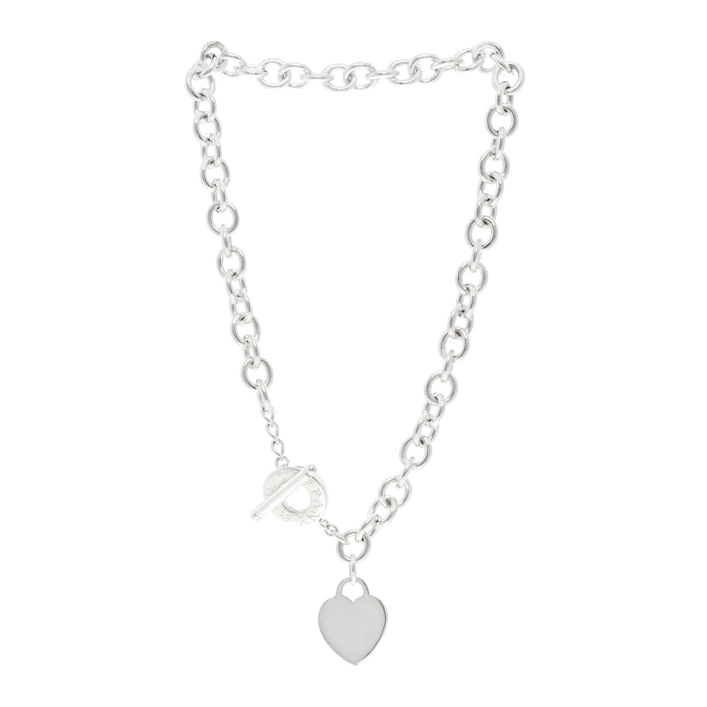 Sterling Silver Heart Tag Toggle Necklace