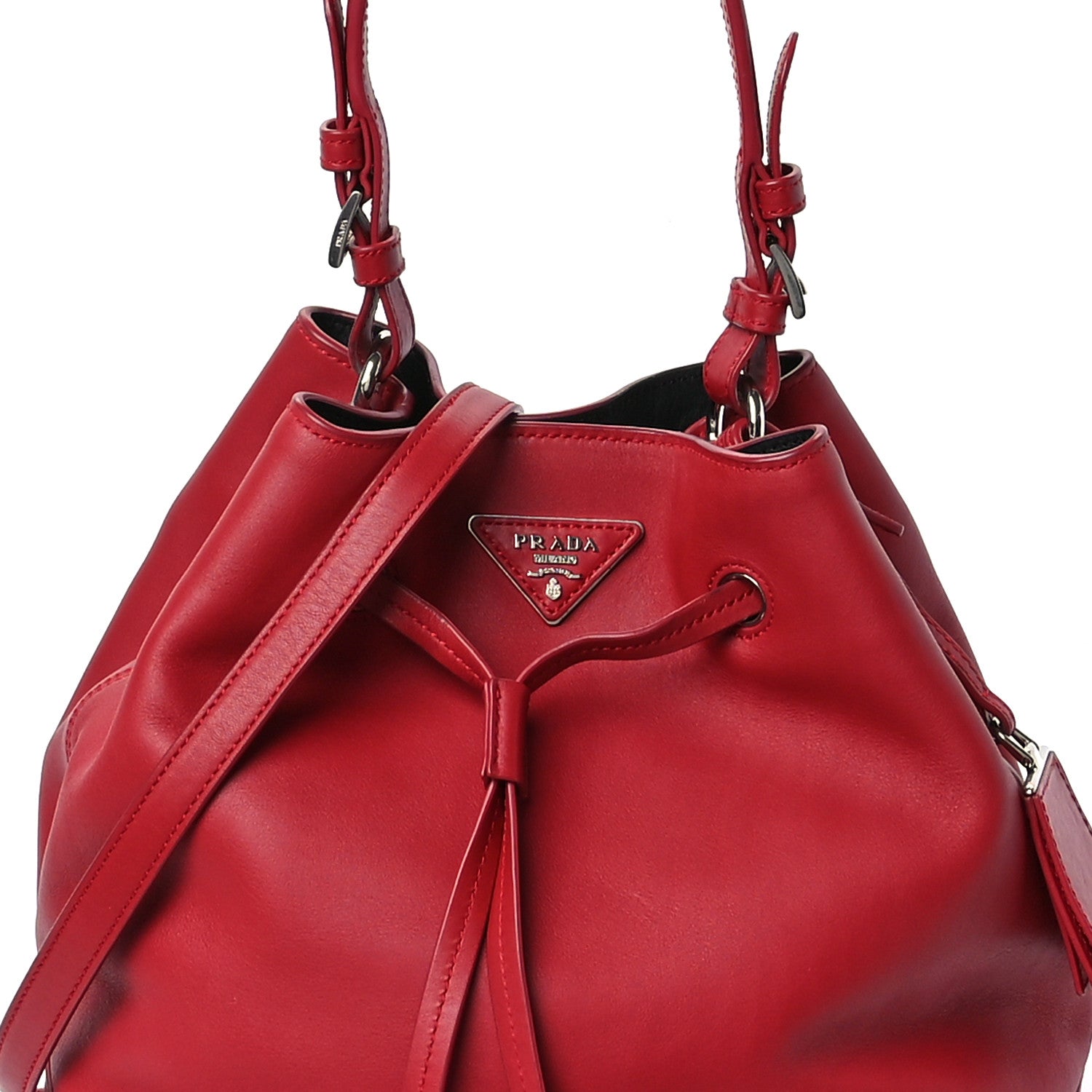 Prada Soft Calf Bucket Bag Rosso 8 of 11