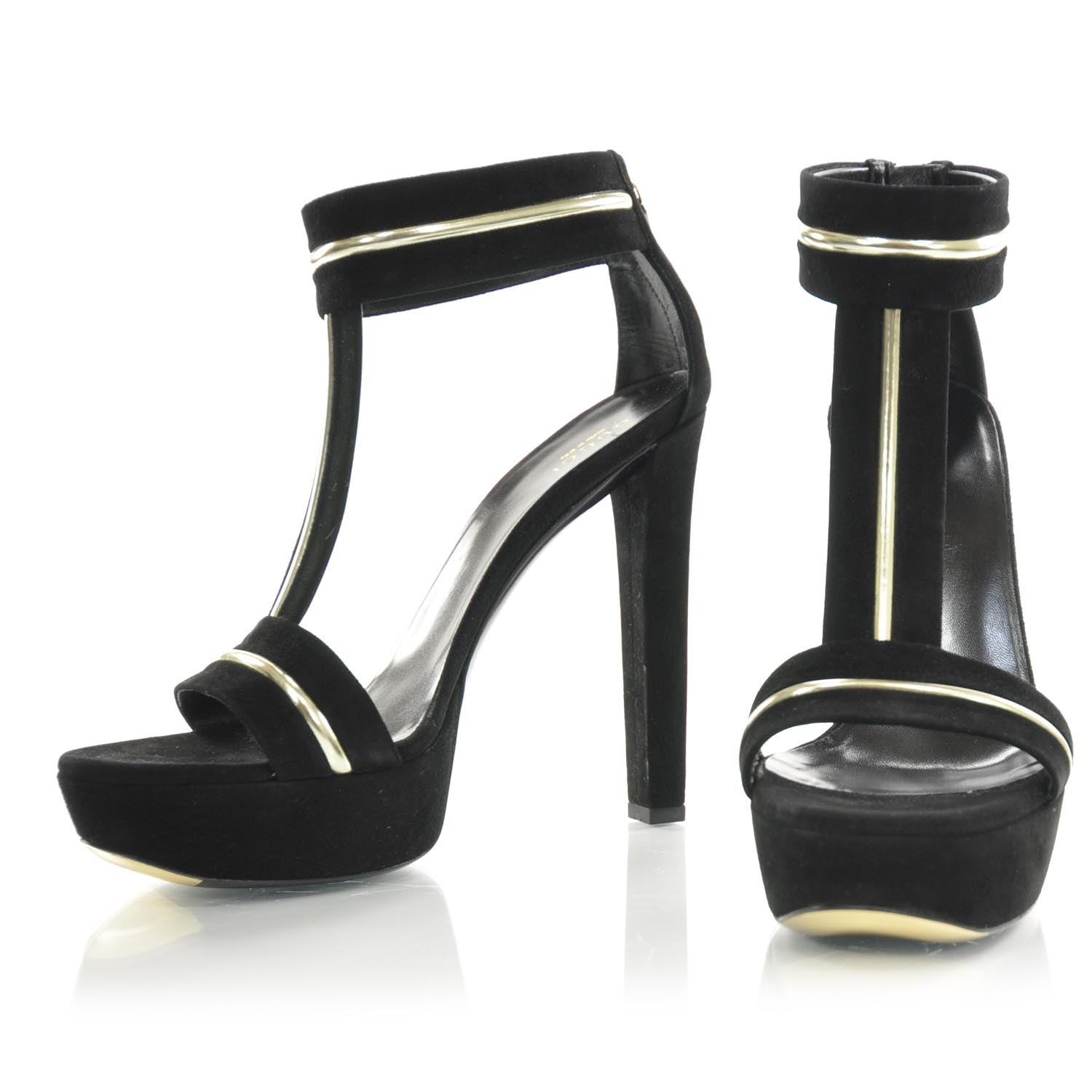 Gucci Suede Platform Heels 38.5 Black 1 of 8