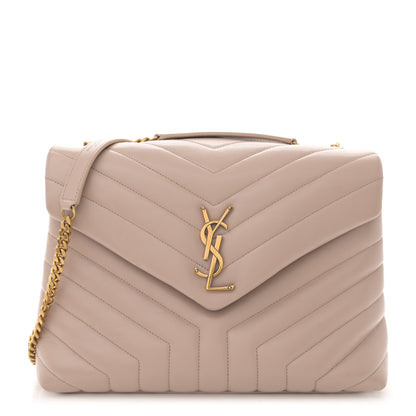 Saint Laurent Calfskin Y Quilted Monogram Medium Loulou Chain Satchel Light Natural 1 of 13