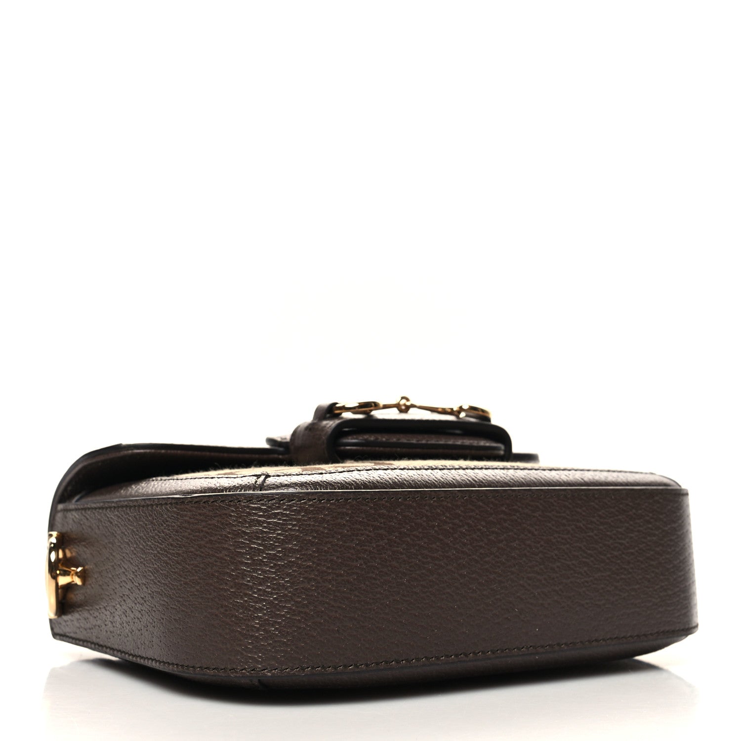 Gucci Monogram Jumbo GG Textured Dollar Calfskin Web Mini Horsebit 1955 Shoulder Bag Camel Ebony New Acero 4 of 10