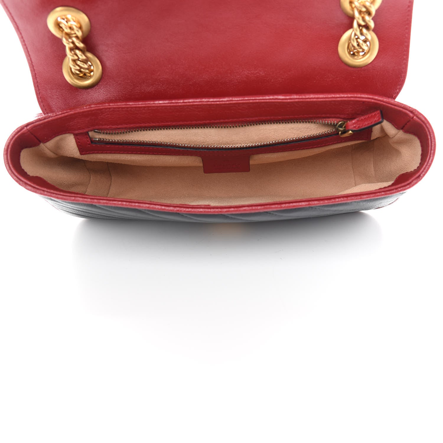 Gucci Vintage Effect Calfskin Matelasse Diagonal Small Torchon GG Marmont Shoulder Bag Black Romantic Cherry 5 of 9