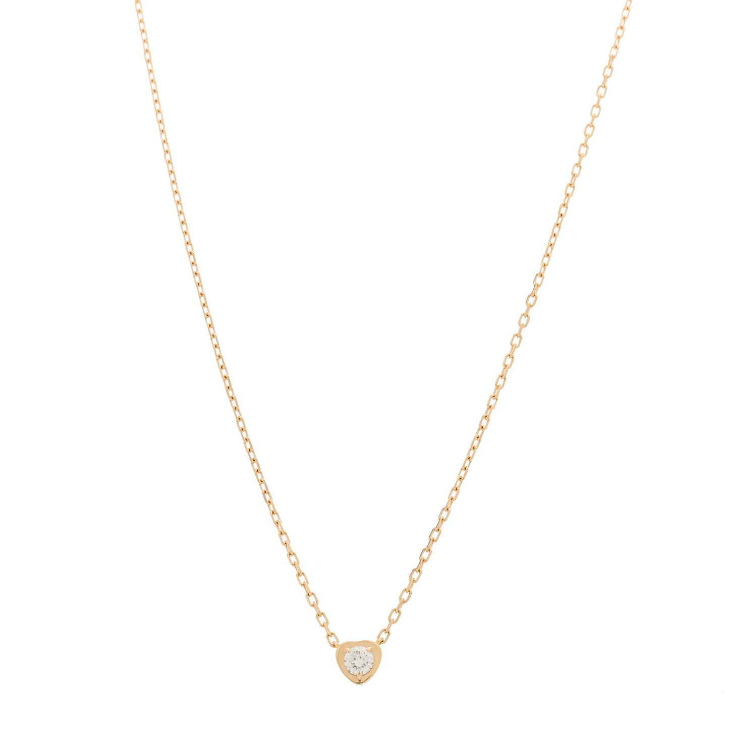18K Pink Gold Diamond D'Amour Heart Pendant Necklace