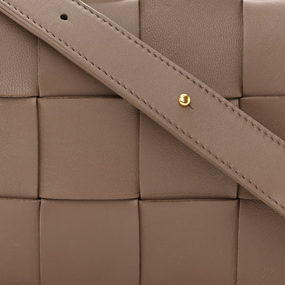 Bottega Veneta Lambskin Maxi Intrecciato Cassette Crossbody Bag Taupe Grey 8 of 10