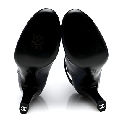 Chanel Calfskin Suede Cap Toe CC Short Boots 40 Navy Black 5 of 8