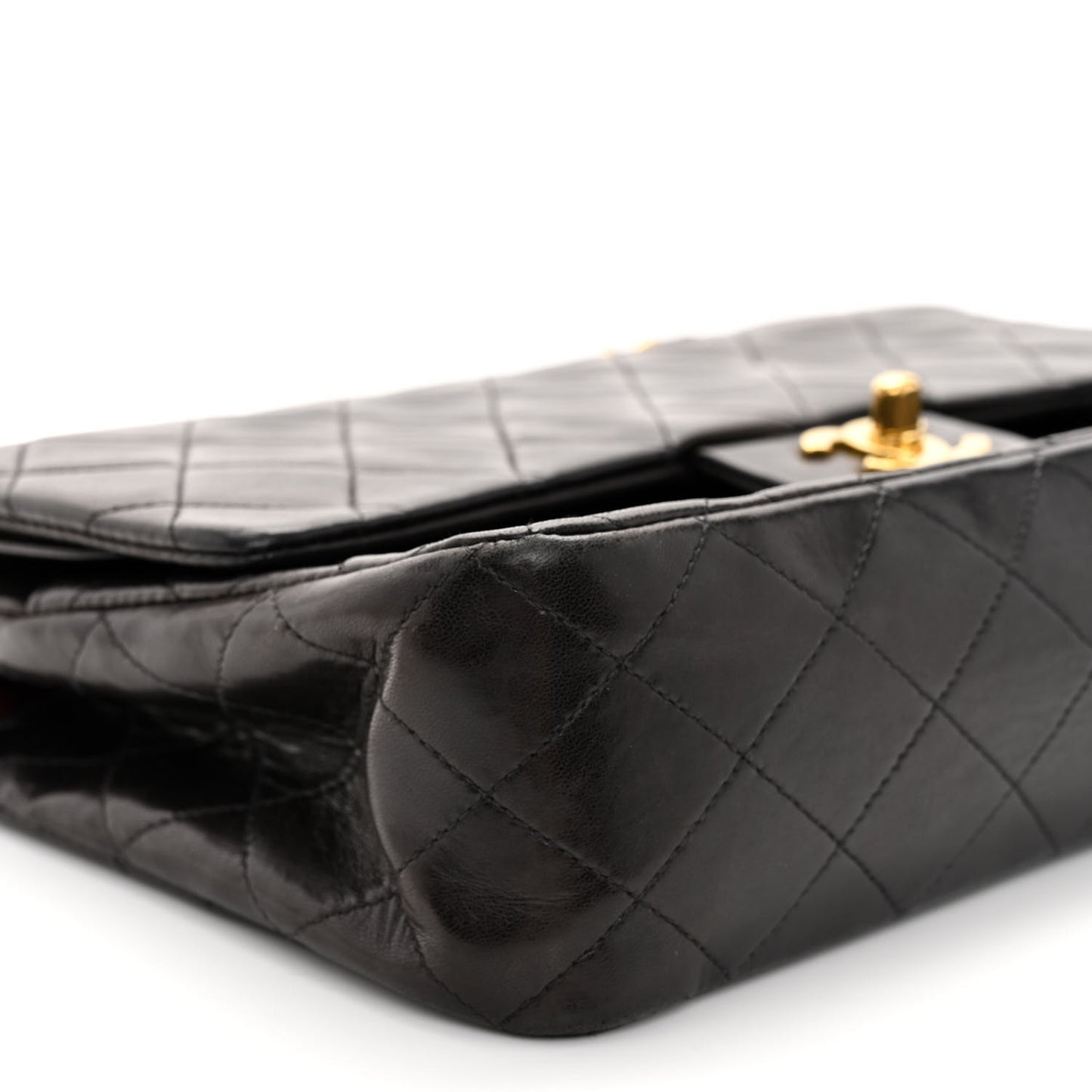 Lambskin Quilted Medium Double Flap Black