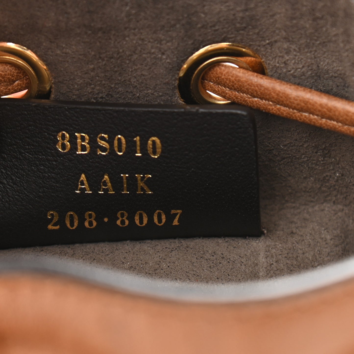 Vitello Cristallo Nature F is Fendi FF 1974 Embossed Mini Mon Tresor Bucket Bag Cuoio