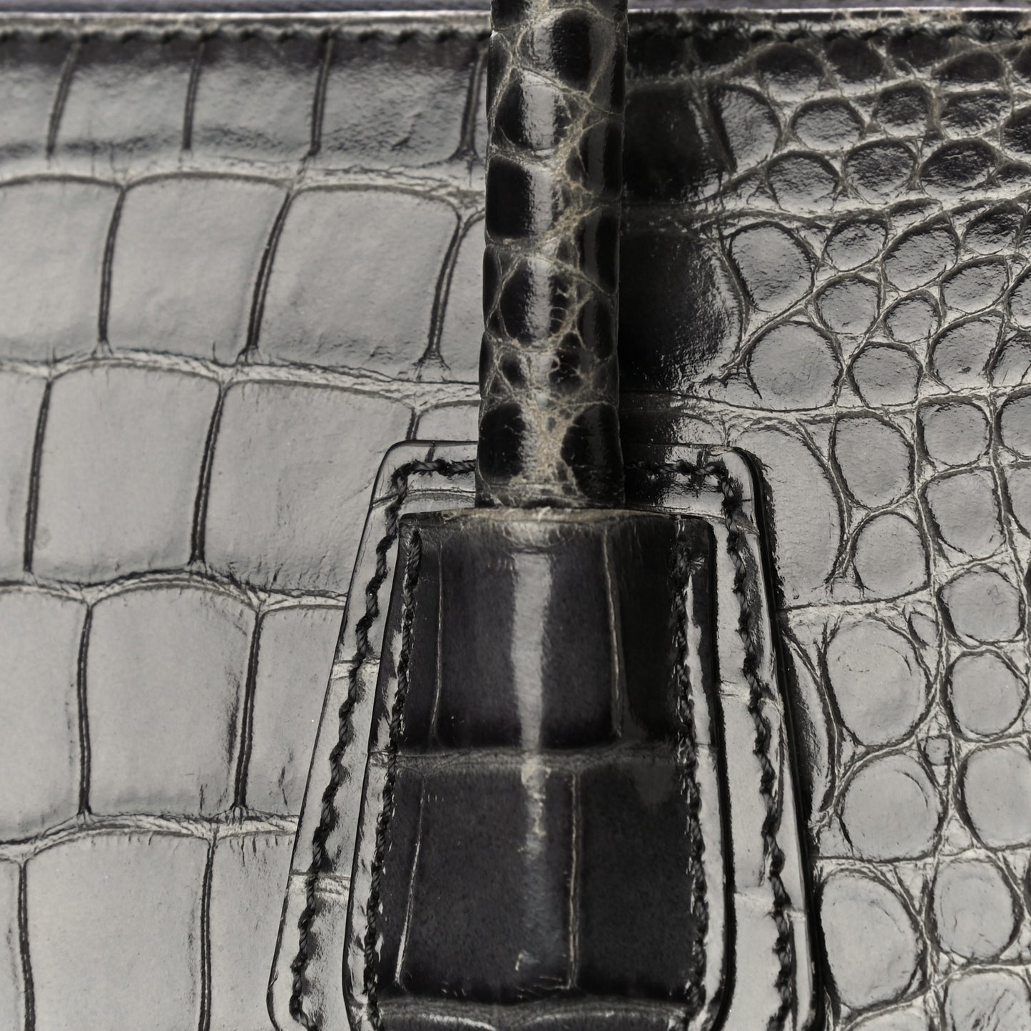 Calfskin Crocodile Embossed Small Antigona Storm Grey