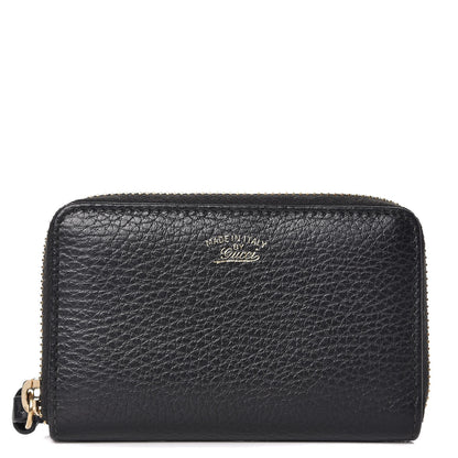 Gucci Dollar Calfskin Swing Zip Around Card Case Black 1 of 7