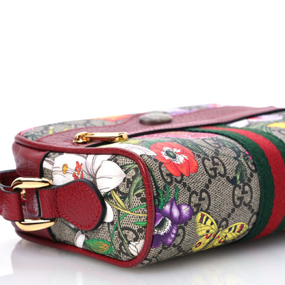 Gucci GG Supreme Monogram Flora Web Mini Ophidia Shoulder Bag Red 9 of 10