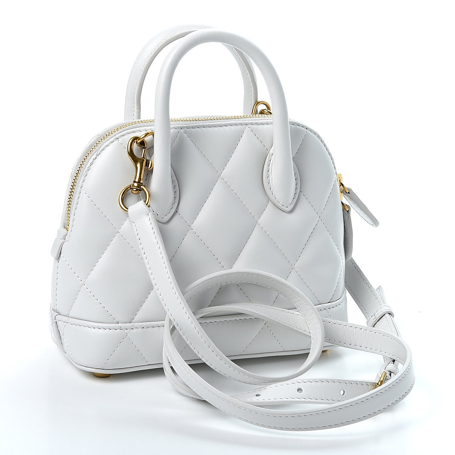 Nappa Calfskin Quilted XXS Ville Top Handle Bag White