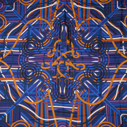 Hermes Summer Twill Silk La Fabrique des Rubans Giant Scarf 140 Blanc Iris Ocre 1 of 6