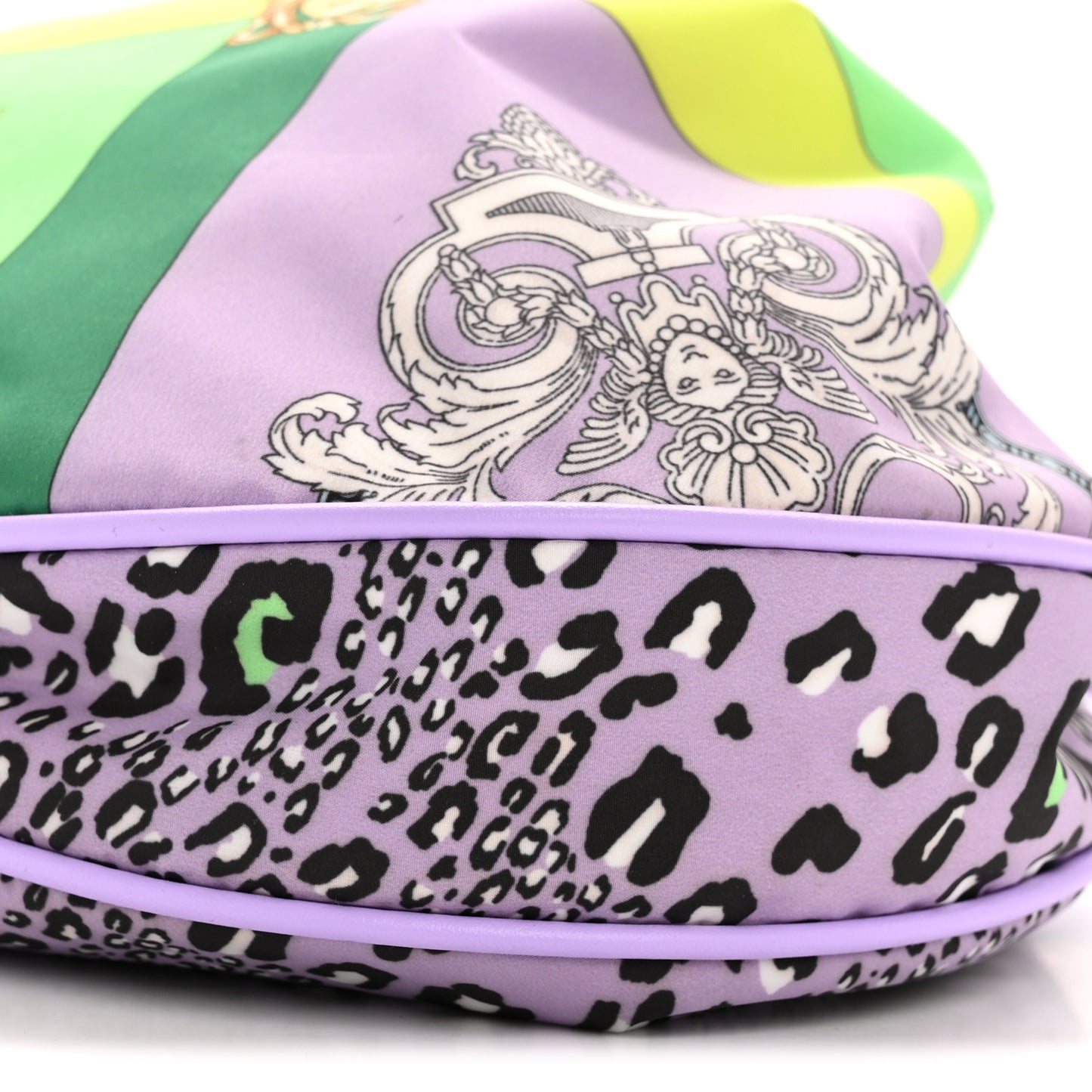Nylon Calfskin Barocco Mosaic Print Hobo Bag Jacaranda Multicolor