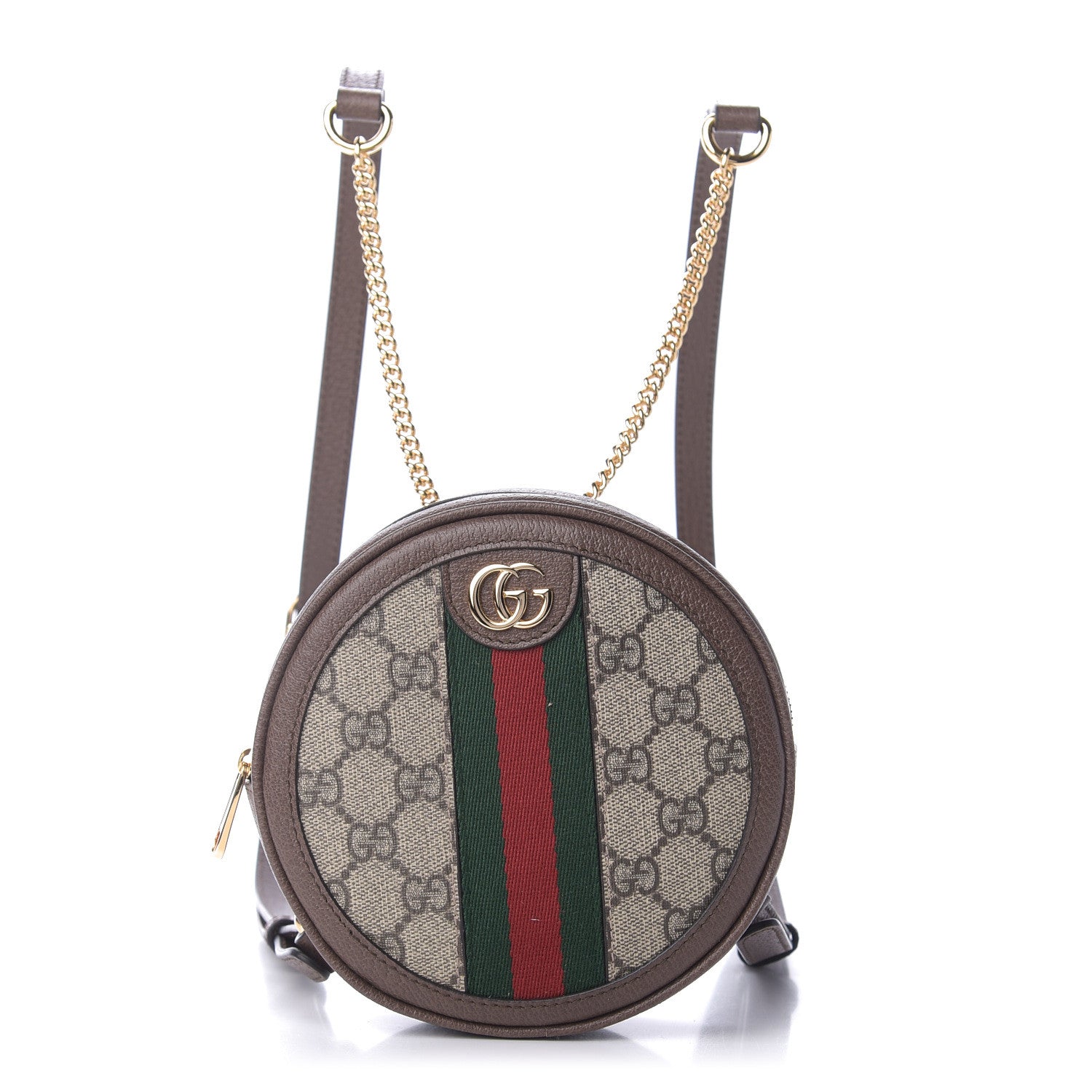 Gucci GG Supreme Monogram Web Mini Ophidia Round Backpack Brown 1 of 11
