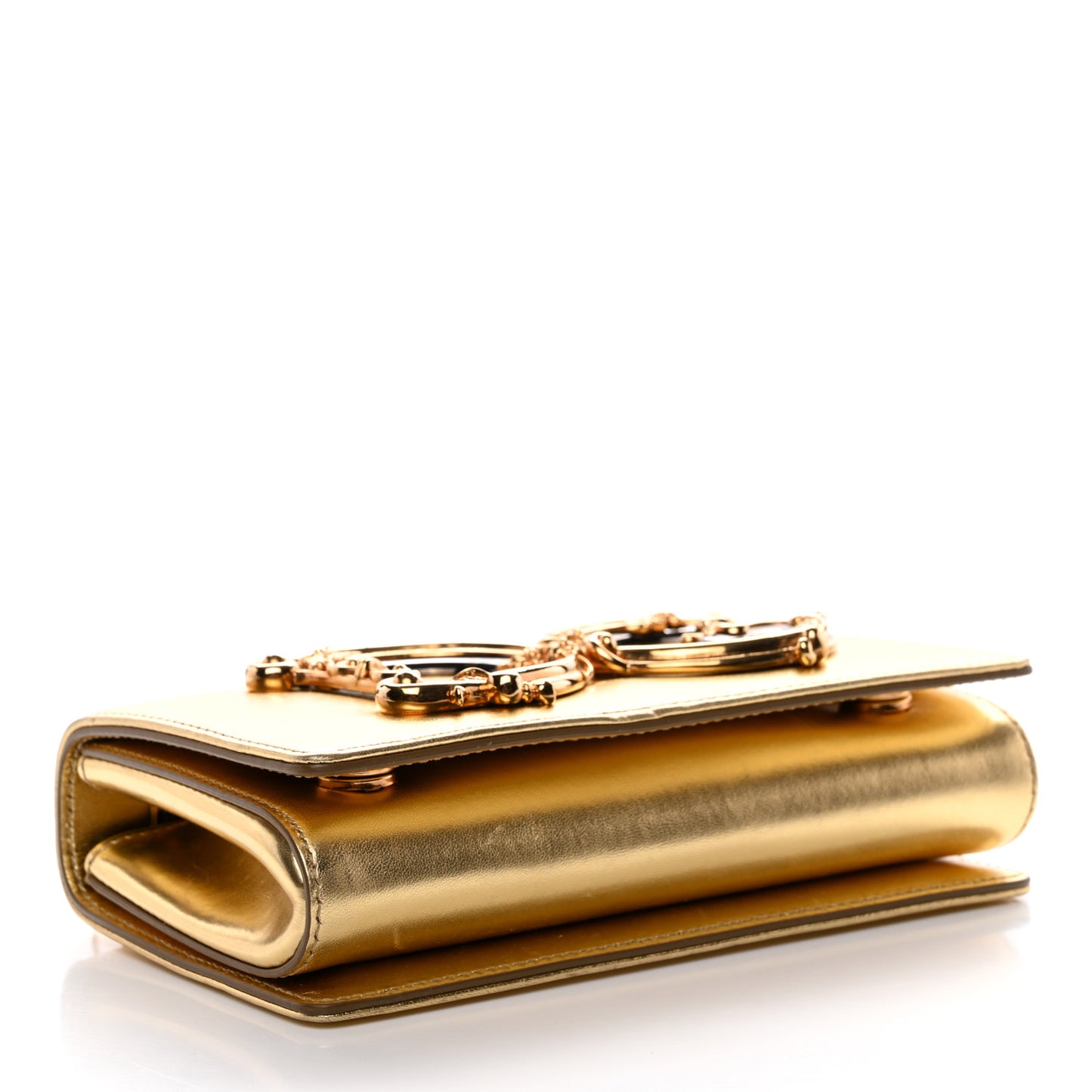 Metallic Calfskin DG Girls Shoulder Bag Gold