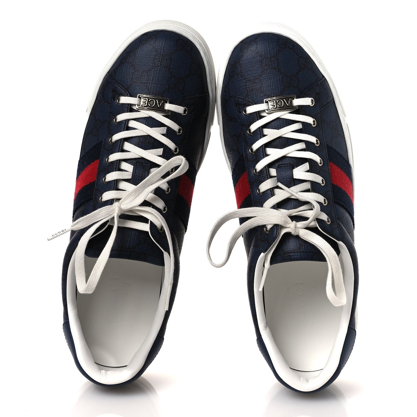GG Supreme Monogram Web Mens New Ace Sneakers 9.5 Dark Blue