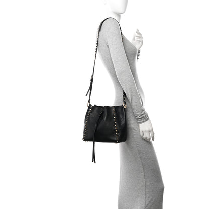 Valentino Garavani Grained Calfskin Rockstud Bucket Bag Black 3 of 12