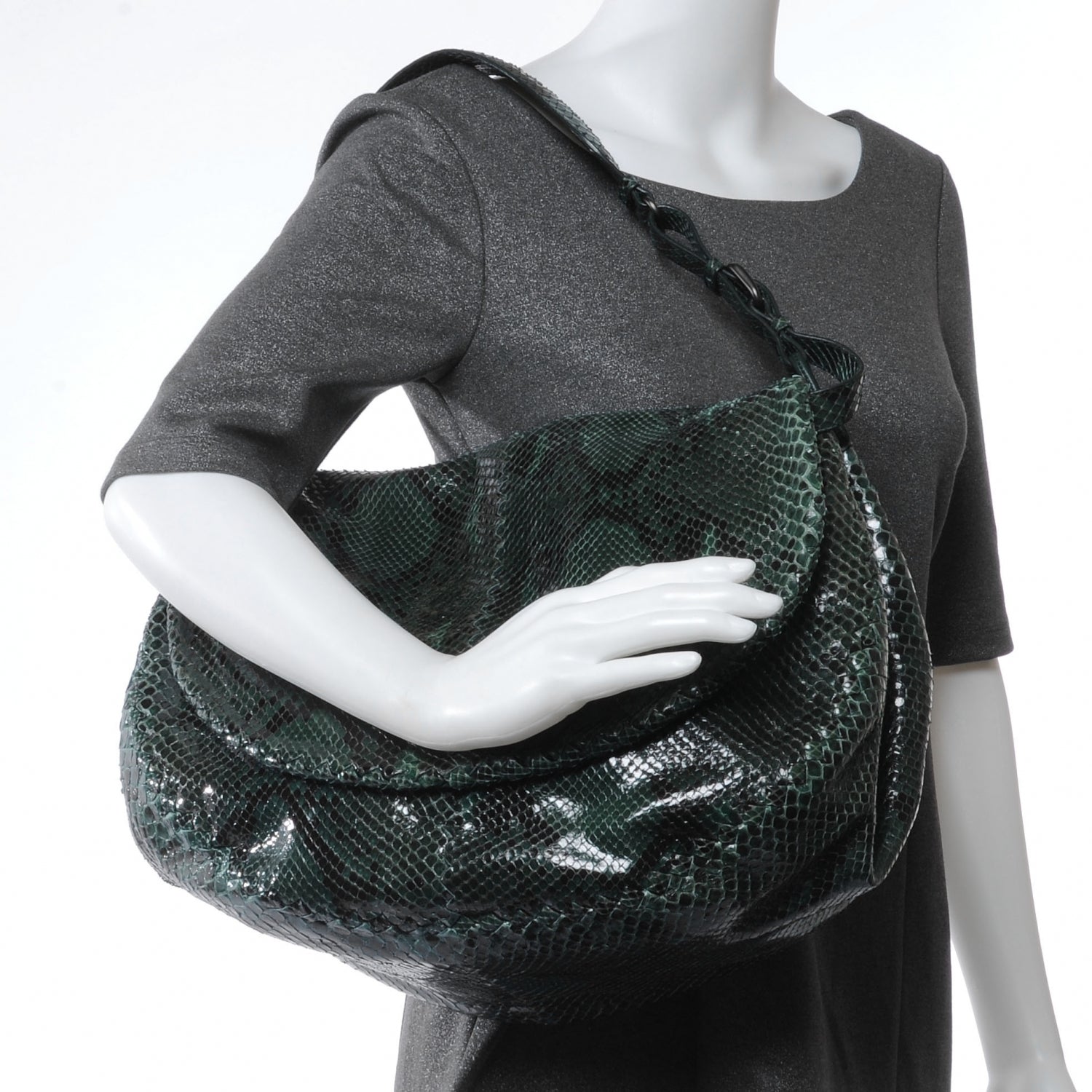 Bottega Veneta Shiny Python Shoulder Bag Bottle 2 of 8