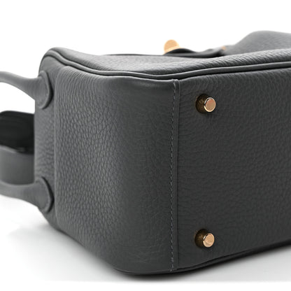 Hermes Taurillon Clemence Mini Lindy 20 Gris Misty 9 of 10