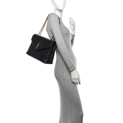 Saint Laurent Calfskin Y Quilted Monogram Medium Loulou Chain Satchel Black 2 of 10