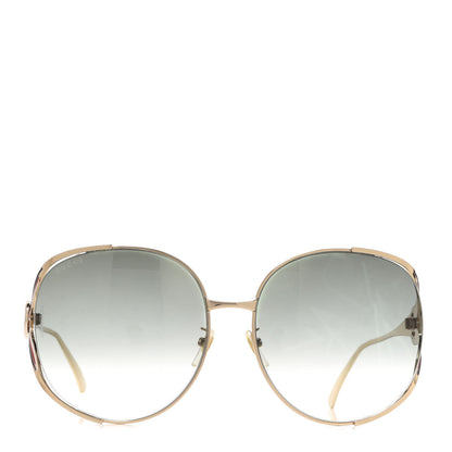 Gucci Metal Oversized Round Frame GG0225S Sunglasses Gold 2 of 5