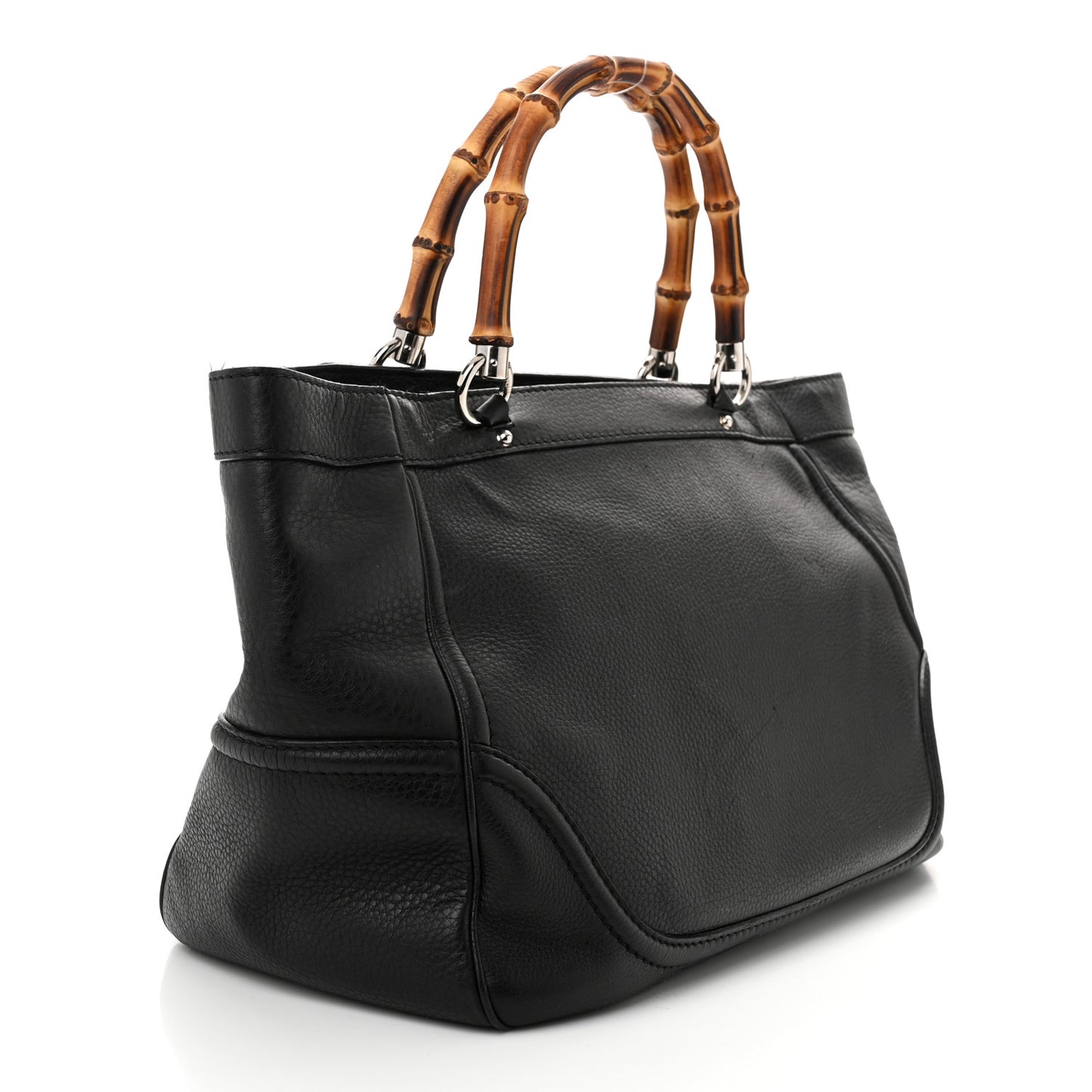 Calfskin New Bamboo Medium Tassel Tote Black