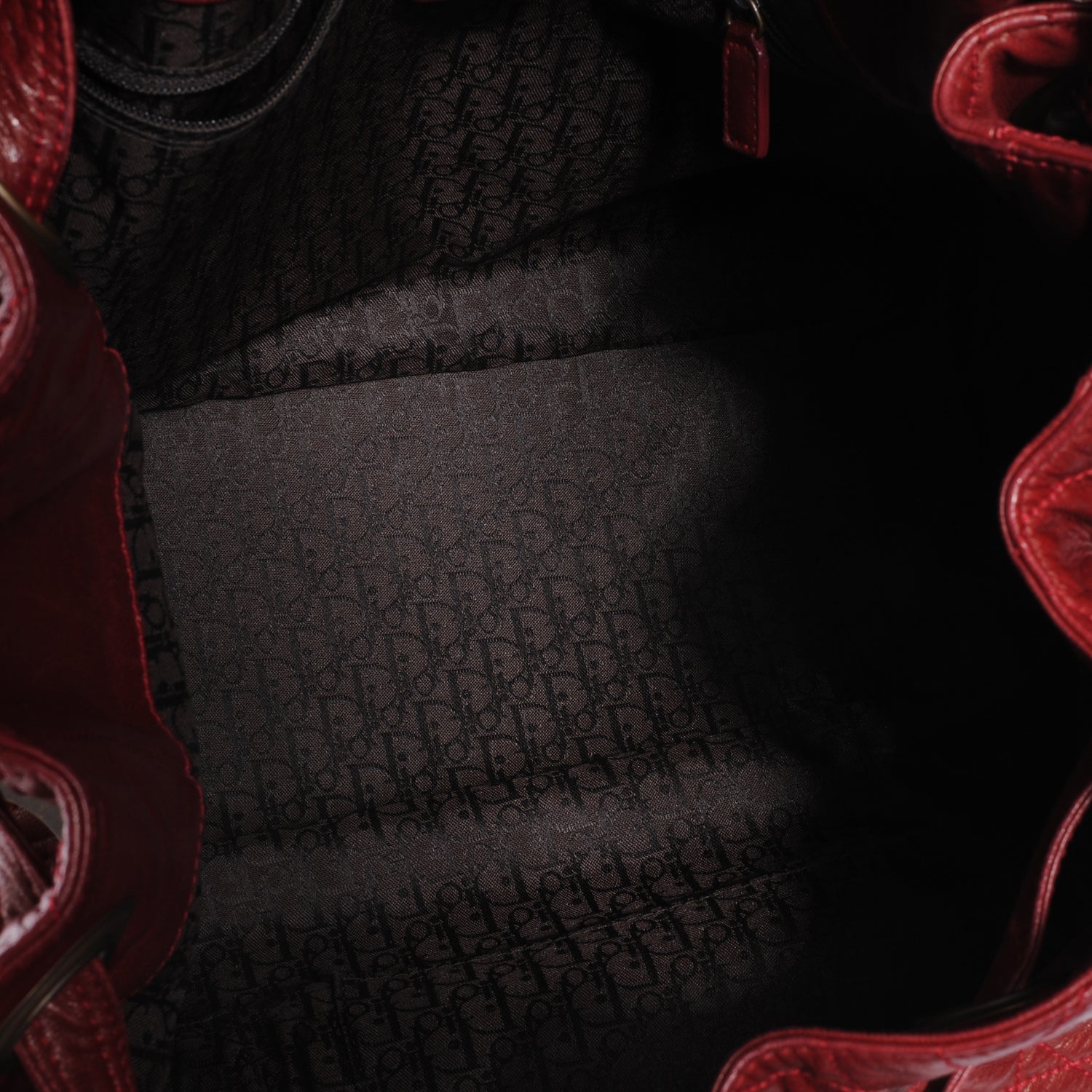 Christian Dior Lambskin Cannage Drawstring Bag Red 6 of 8