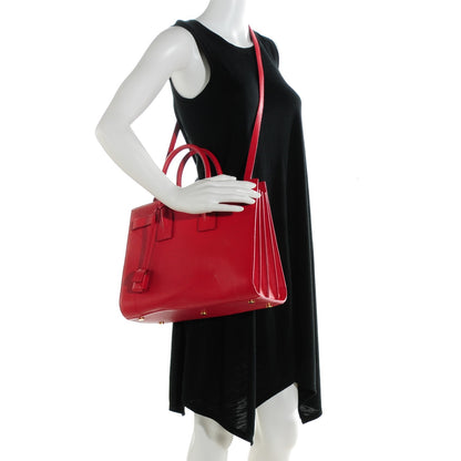Saint Laurent Grained Calfskin Small Sac De Jour Lipstick Red 2 of 8