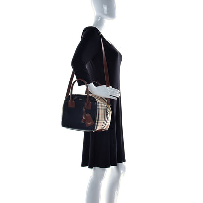 Burberry Smooth Calfskin House Check Medium Cube Bowling Bag Archive Beige 2 of 12