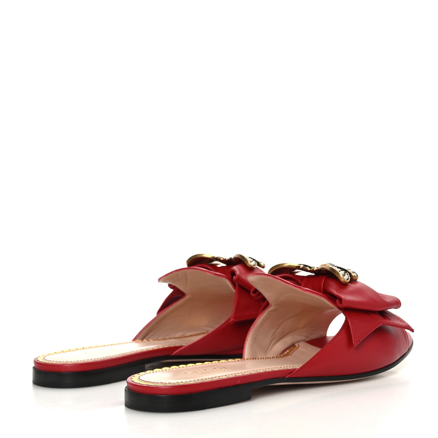 Gucci Nappa Queen Margaret Flat Slide Sandals 38 Hibiscus Red 4 of 7