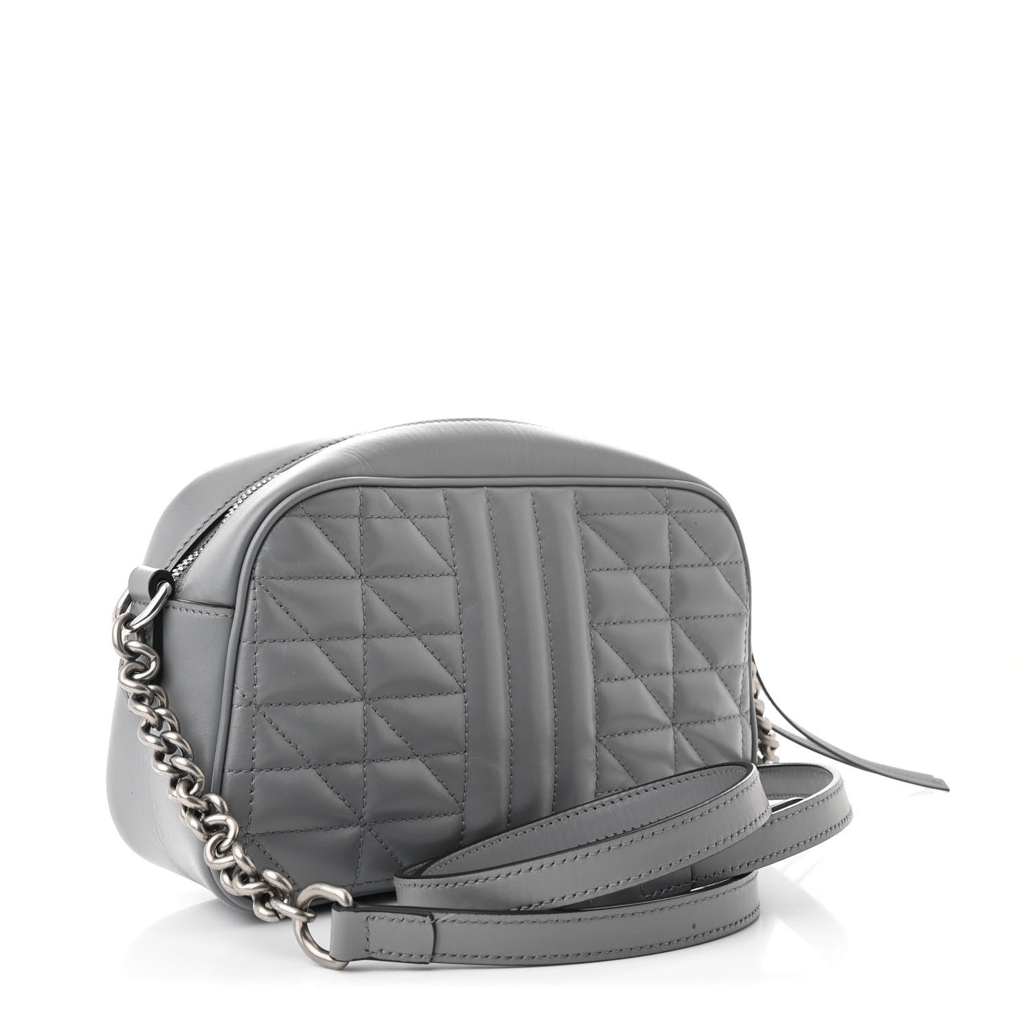 Gucci Calfskin Matelasse Aria Small GG Marmont Chain Shoulder Bag Deep Grey 3 of 11